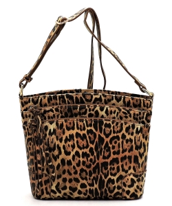 Leopard Multi Zip Pocket Crossbody Bag LE059 TAN